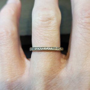 Size 6 925 Sterling Silver Clear Cubic Zirconia Thin Ring